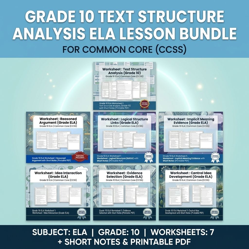 Grade 10 Text Structure Analysis ELA Lesson Bundle for Common Core (CCSS) — bundle cover