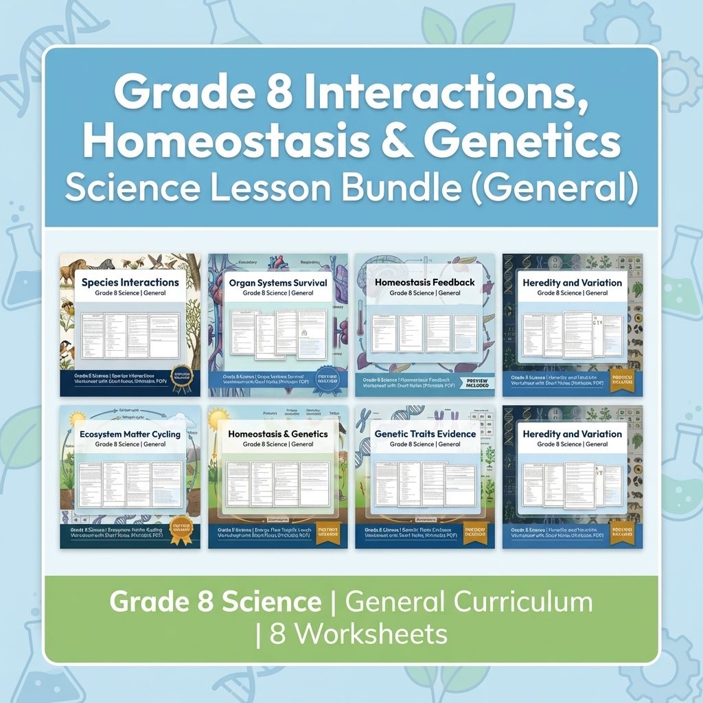 Grade 8 Interactions, Homeostasis & Genetics Science Lesson Bundle (General) — bundle cover