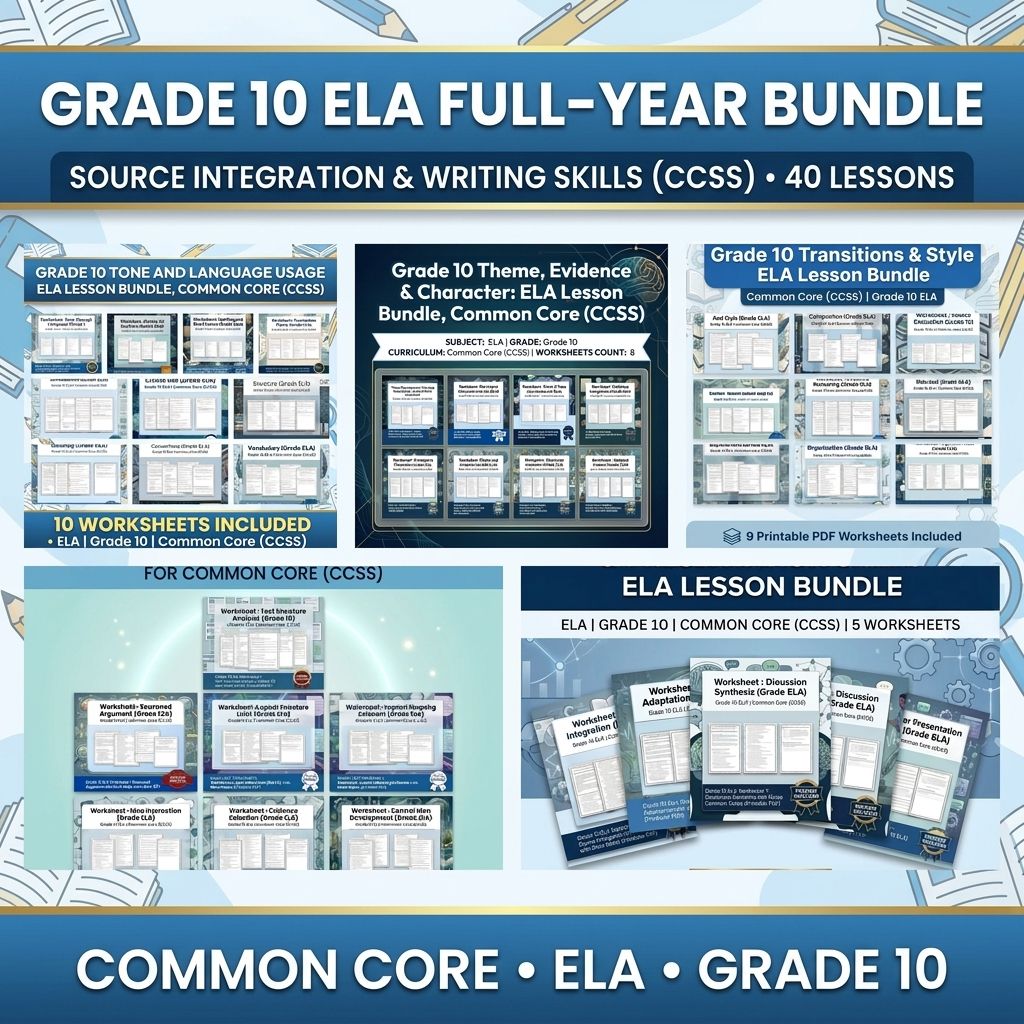 Grade 10 Source Integration & Writing Skills ELA Full-Year Bundle (CCSS) — bundle cover