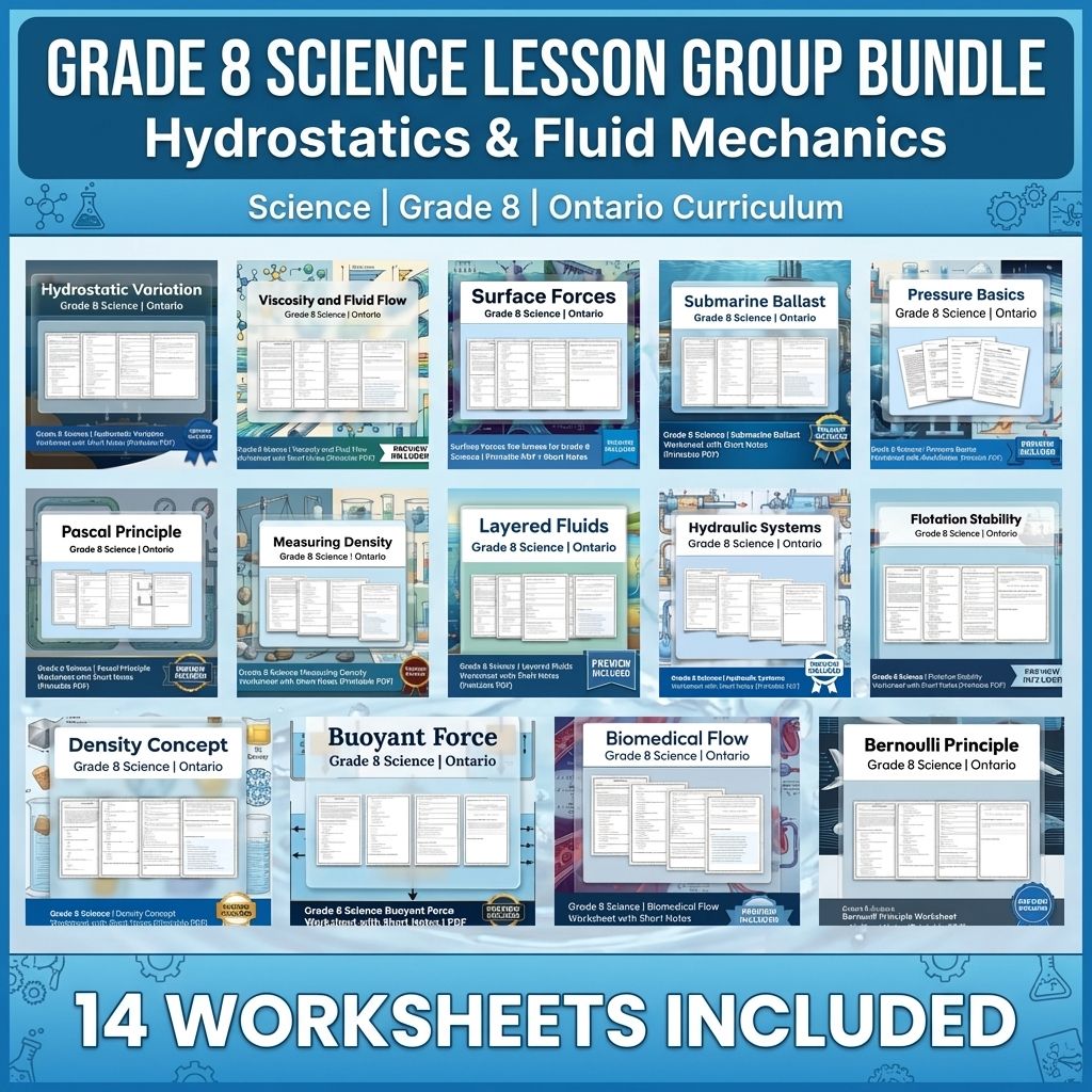 Grade 8 Science Lesson Group Bundle | Hydrostatics & Fluid Mechanics — bundle cover