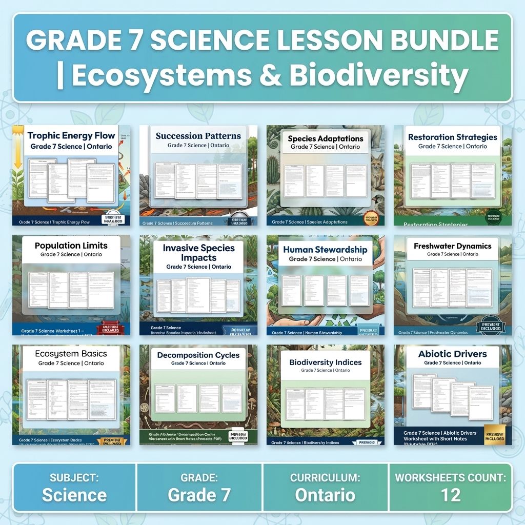 Grade 7 Science Lesson Bundle with Ontario Framework | Ecosystems & Biodiversity — bundle cover
