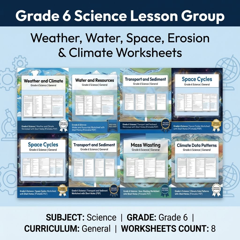 Grade 6 Science Lesson Group  Weather, Water, Space, Erosion & Climate  — bundle cover