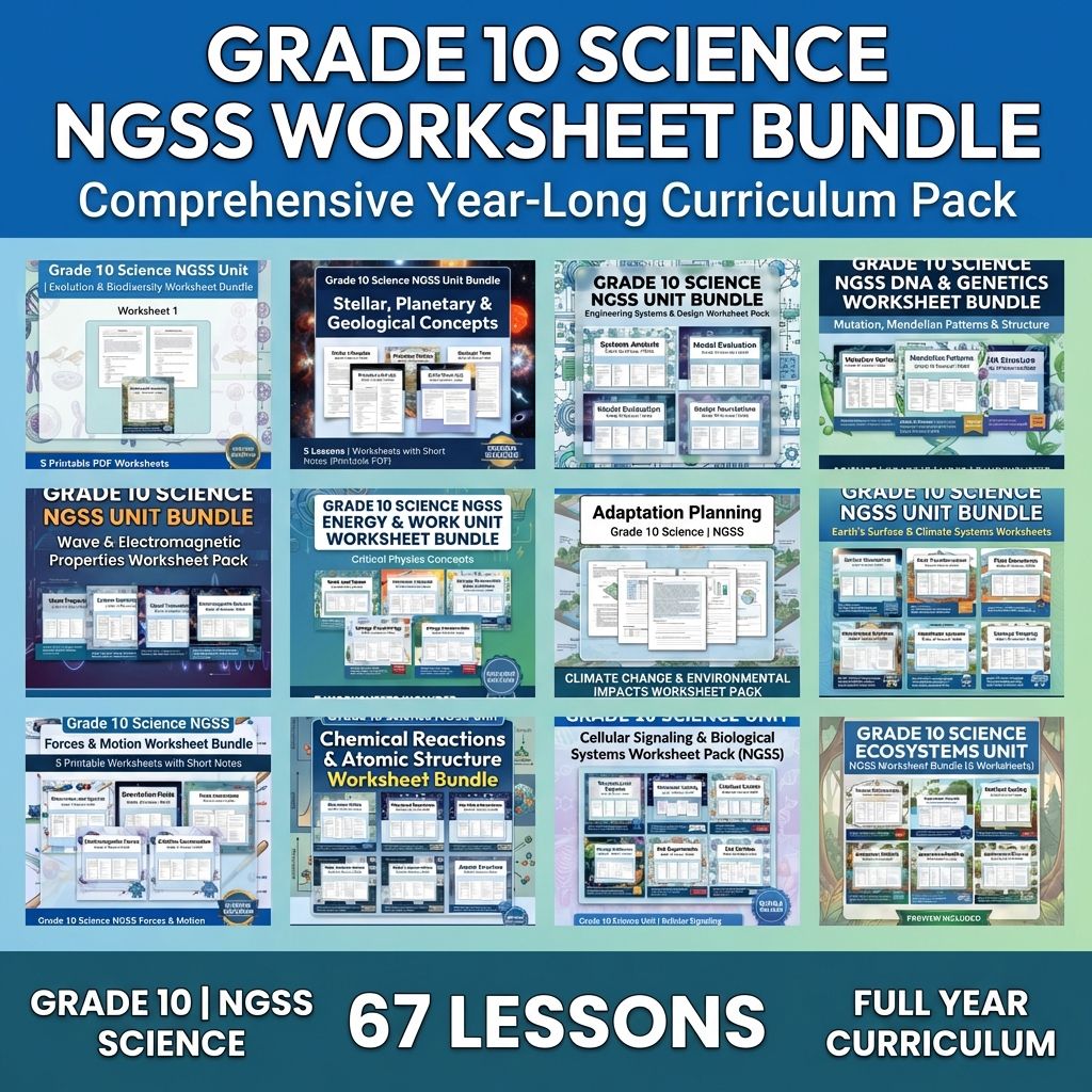 Grade 10 Science NGSS – Ecosystems, Forces & Climate (PDF Collection) — bundle cover
