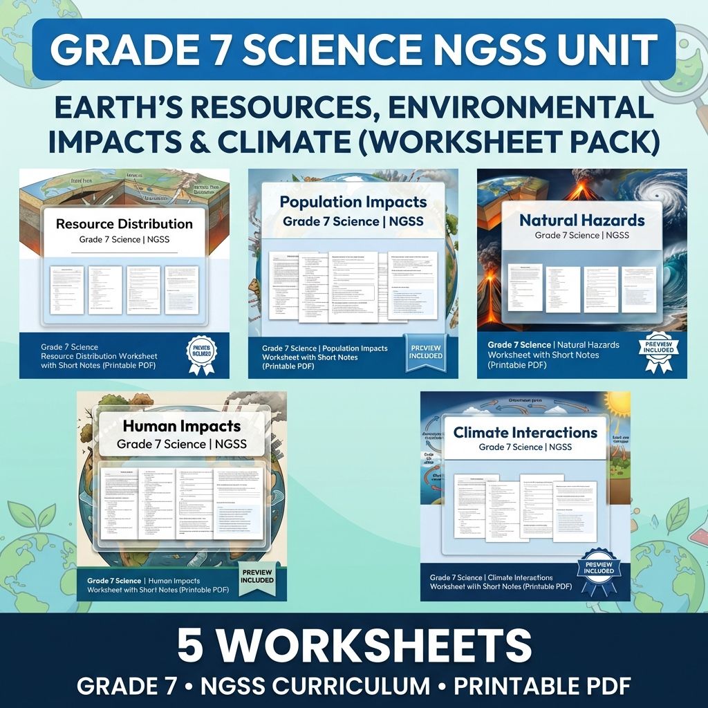 Grade 7 Science | Earth and Human Activity NGSS Unit Bundle (Worksheet Pack) — bundle cover