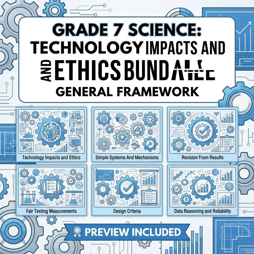 Grade 7 Technology Impacts and Ethics Science Lesson Bundle: General Framework — bundle cover
