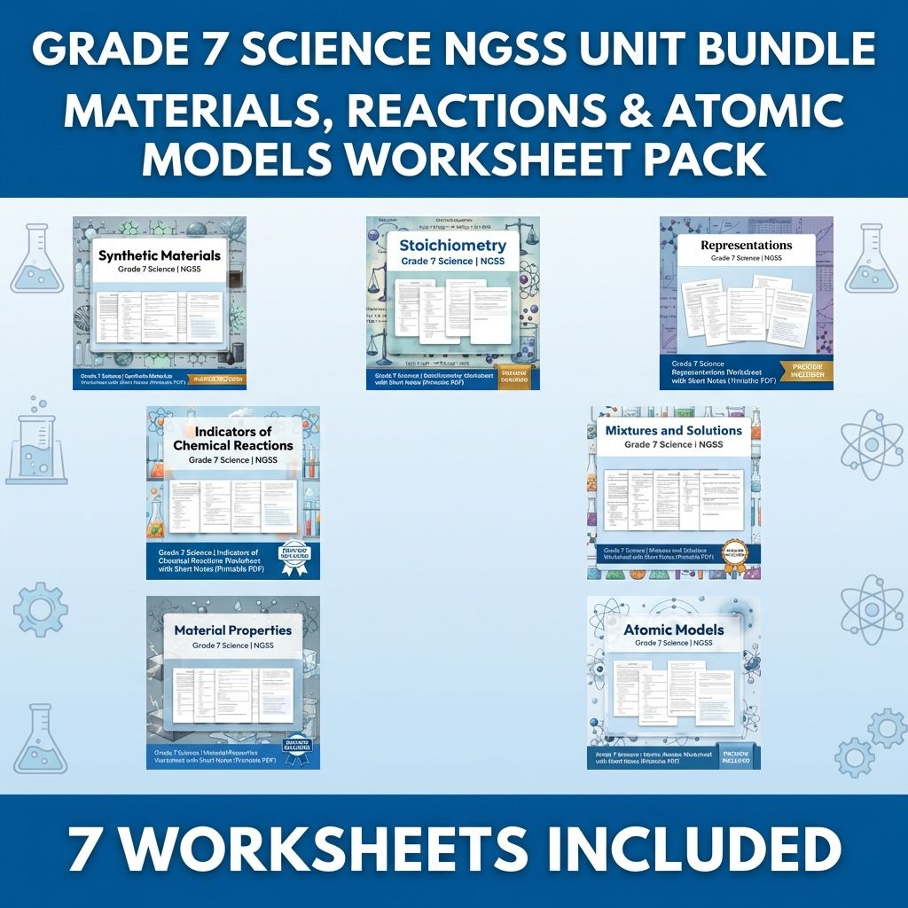 Grade 7 Science | Matter and Its Interactions NGSS Worksheet Collection — bundle cover