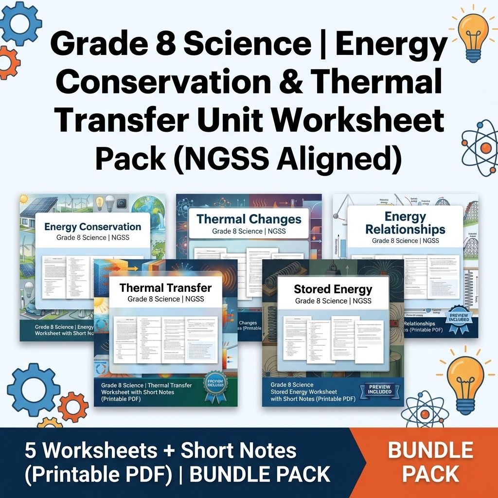 Grade 8 Science Energy Unit Bundle | NGSS-Aligned Worksheets & Assessment Pack — bundle cover