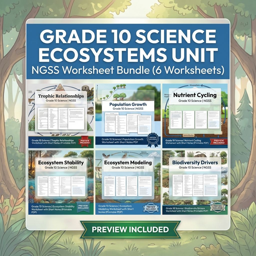 Grade 10 Science Ecosystems Interactions & Energy NGSS Unit Bundle  — bundle cover