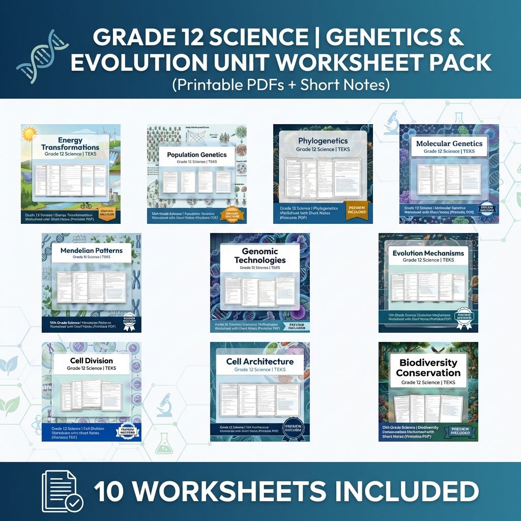 Grade 12 Science Unit Bundle | Genetics, Evolution & Cell Biology Worksheets — bundle cover