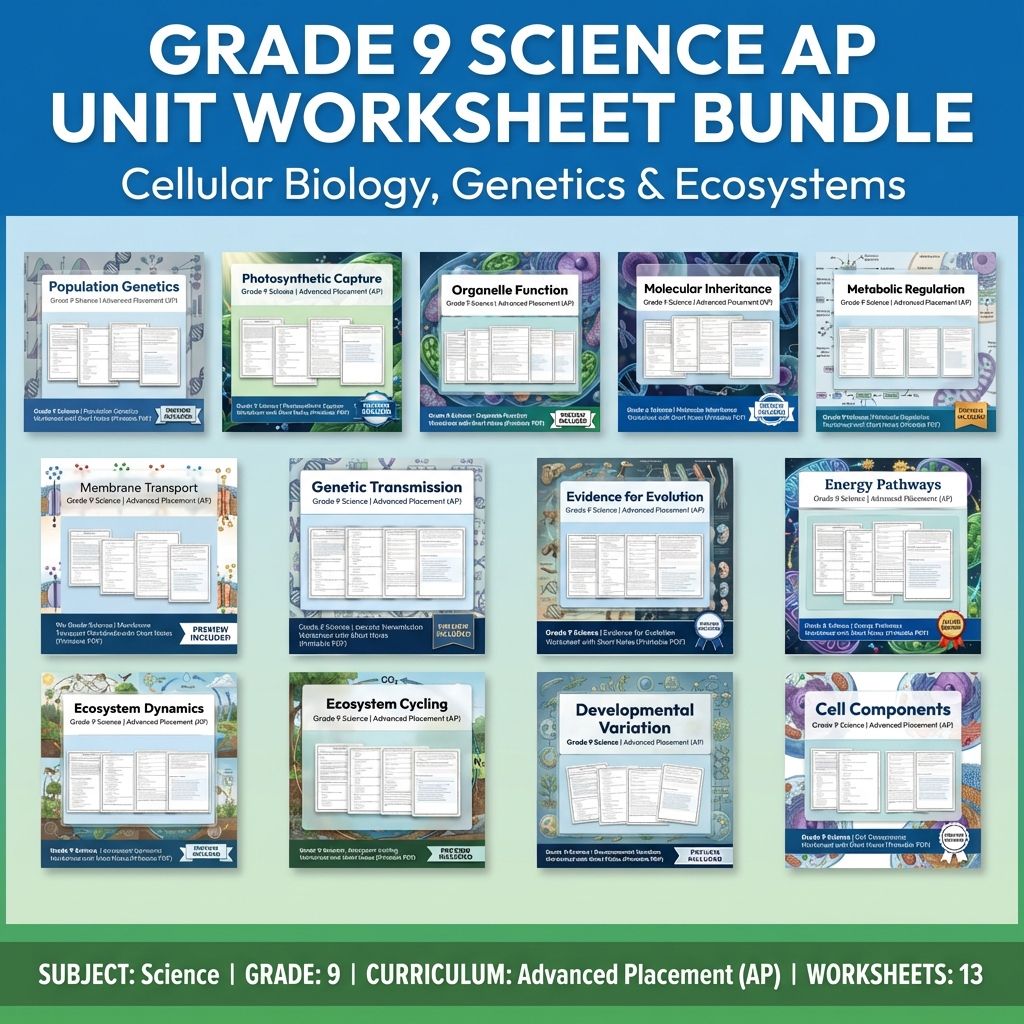 Grade 9 Science Unit | Cellular Processes & Ecosystems Worksheet Pack (PDF) — bundle cover