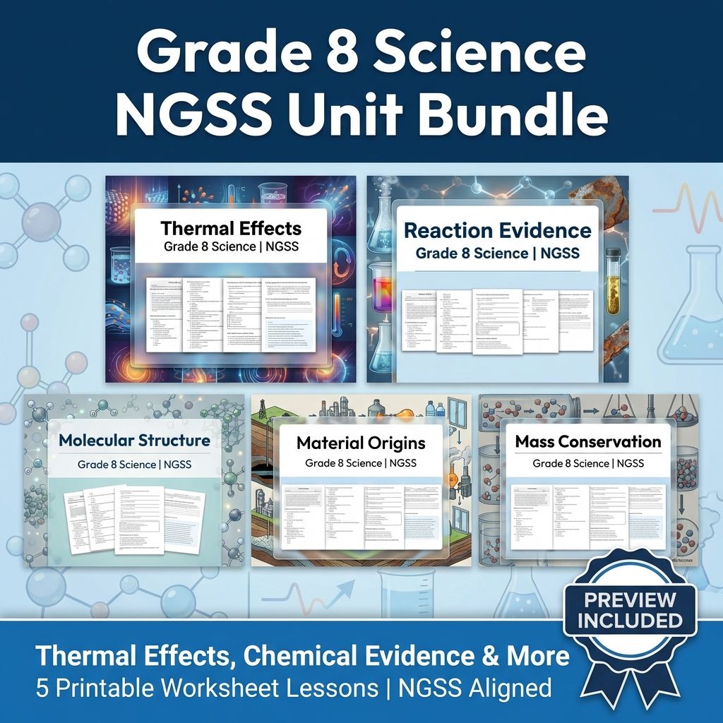 Grade 8 Science | Matter and Its Interactions NGSS Unit Bundle – Worksheets  — bundle cover