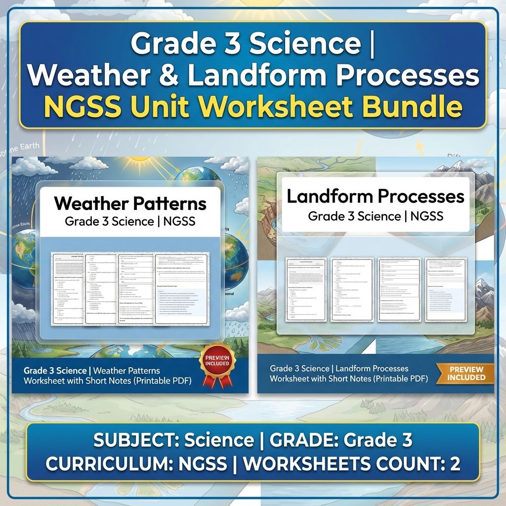 Grade 3 Science | Earth's Systems Unit Bundle (NGSS-Aligned Worksheets) — bundle cover