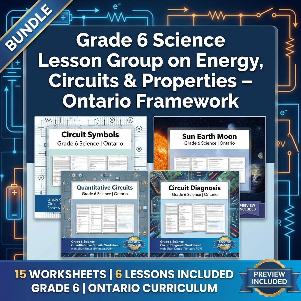 Grade 6 Science Lesson Group on Energy, Circuits & Properties  — bundle cover