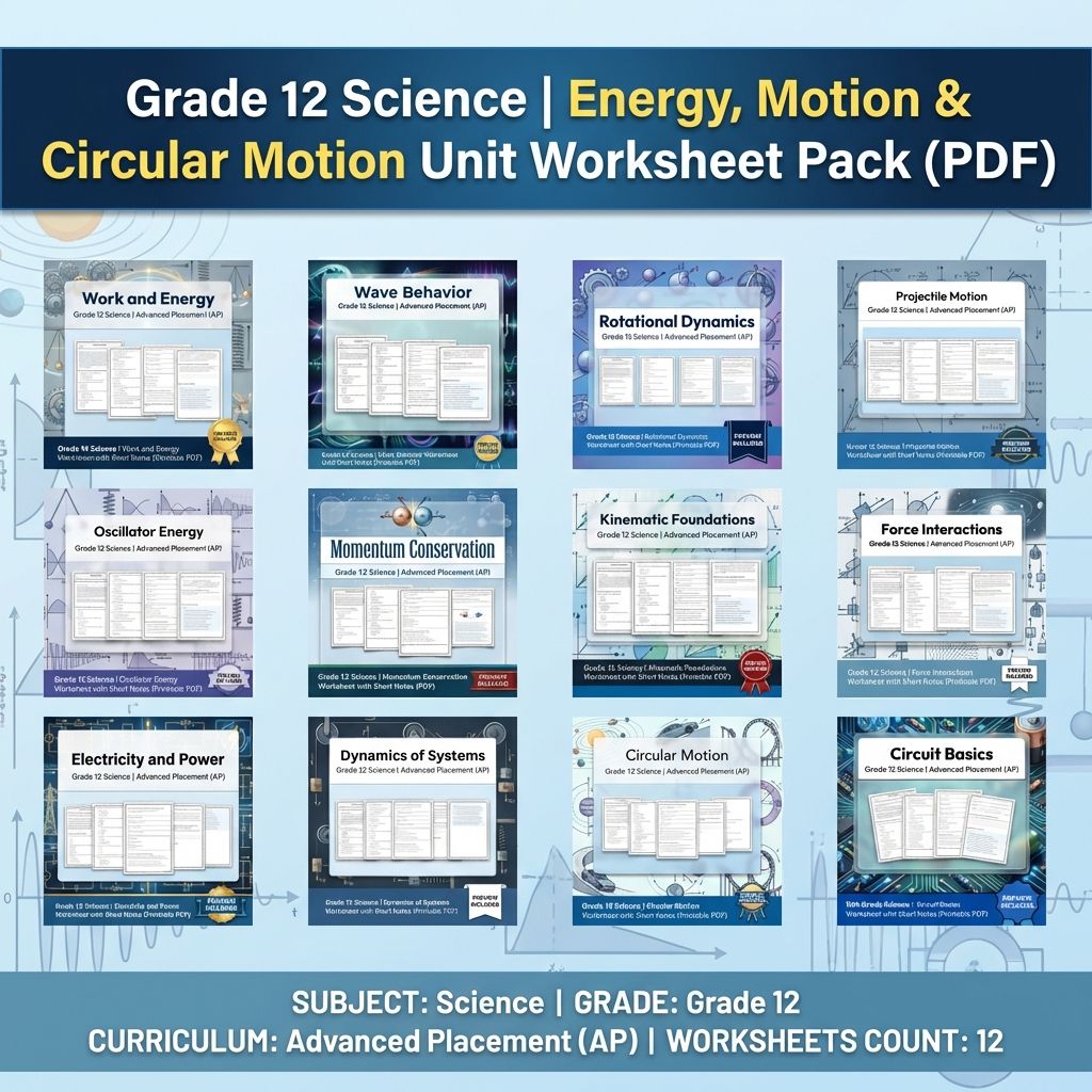12th Grade Science | Work, Energy & Motion Unit Worksheet Bundle  — bundle cover