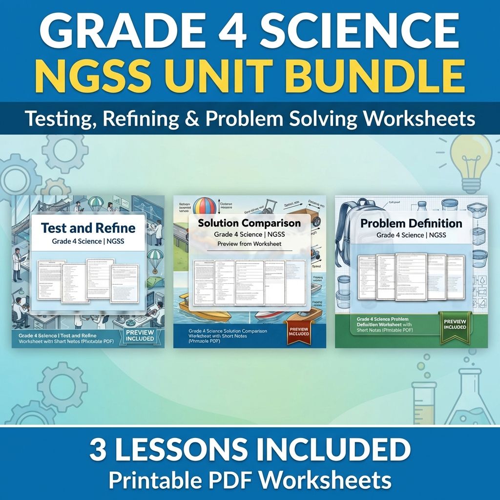 Grade 4 Science Engineering Design Unit | NGSS-Aligned Worksheet Bundle  — bundle cover