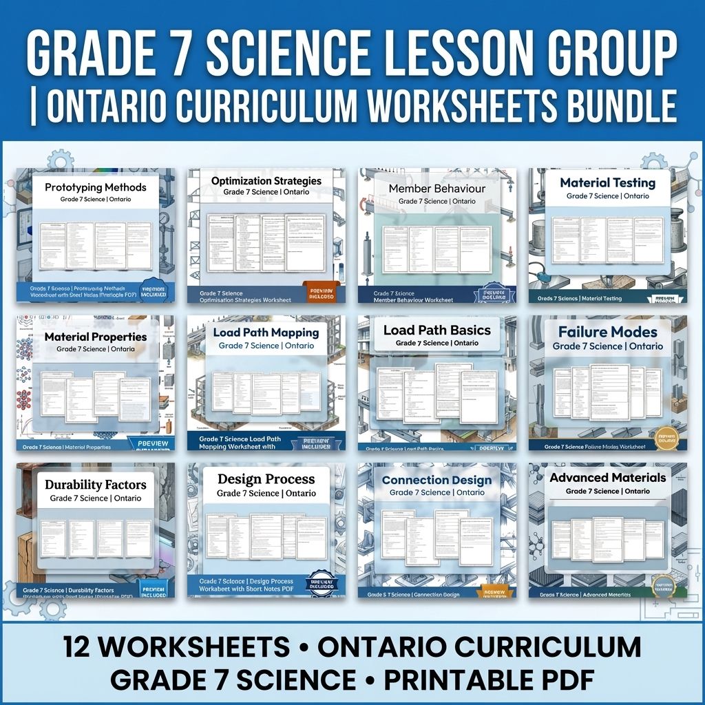 Grade 7 Science Lesson Group | Ontario Curriculum Worksheets Bundle — bundle cover