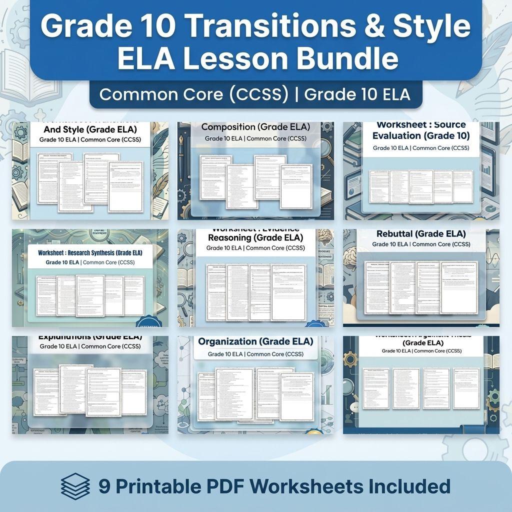 Grade 10 Transitions & Style ELA Lesson Bundle | Common Core (CCSS) — bundle cover