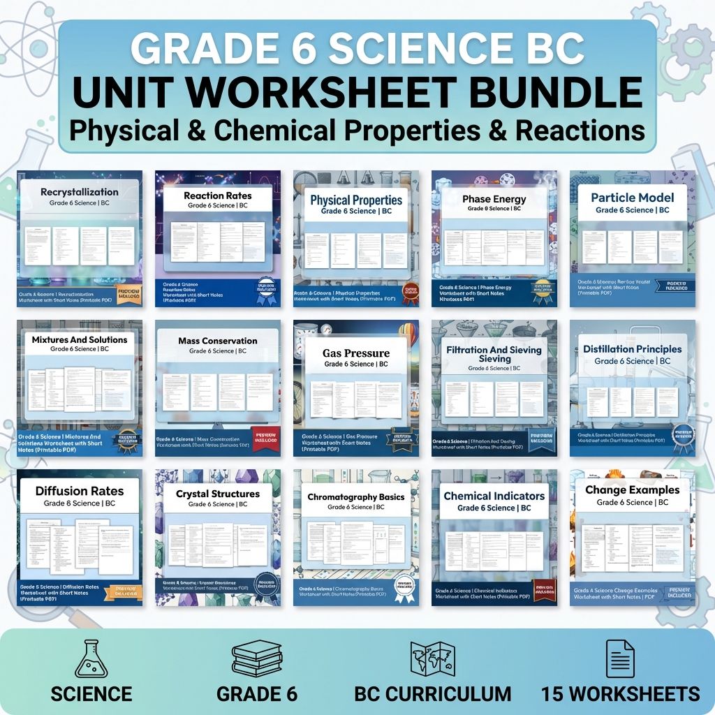 Grade 6 Science | Matter, Properties & Change UNIT Worksheet Bundle  — bundle cover