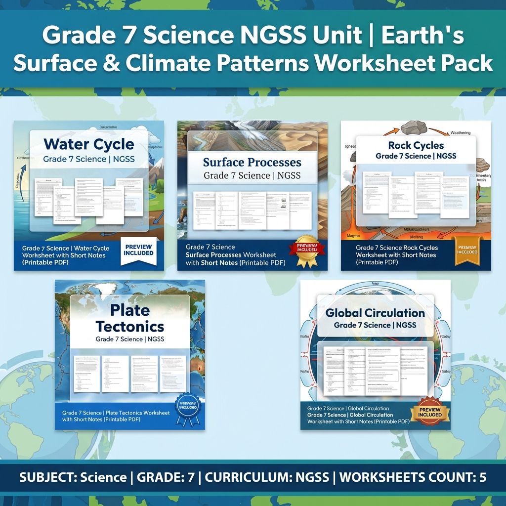 Grade 7 Science | Earth's Systems Unit Worksheets Pack – NGSS Aligned — bundle cover