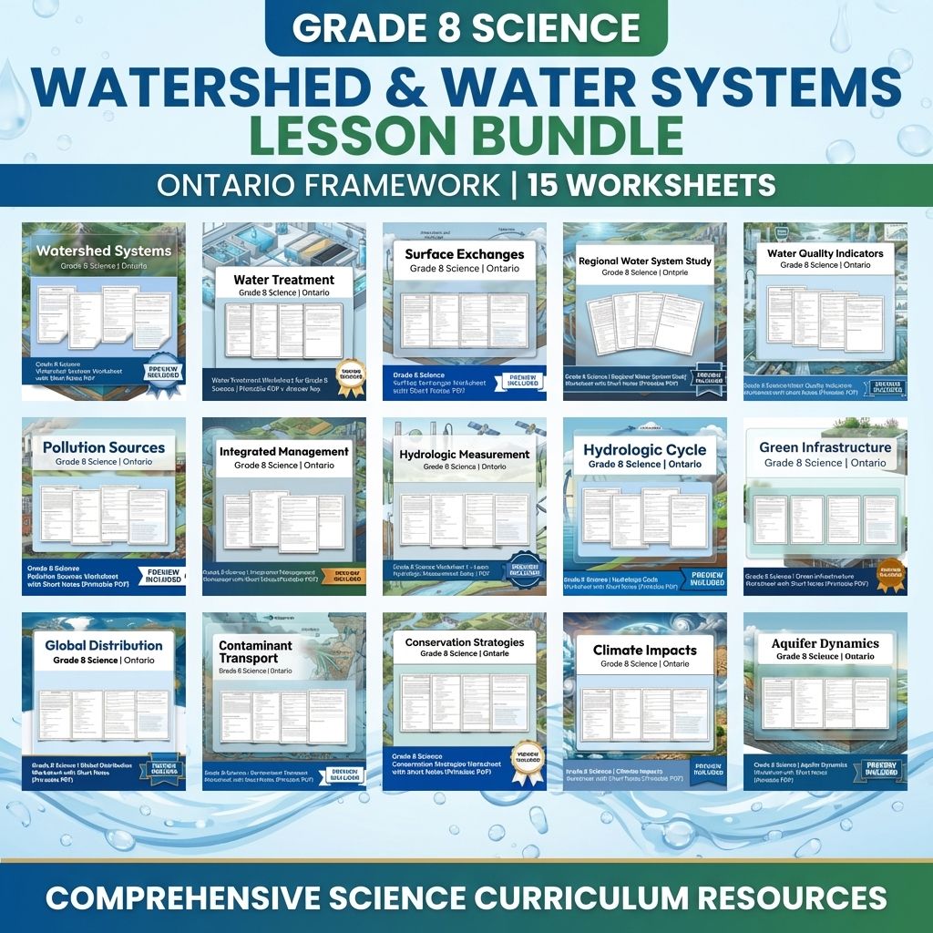Grade 8 Science Watershed and Water Systems Lesson Group – Ontario Framework — bundle cover