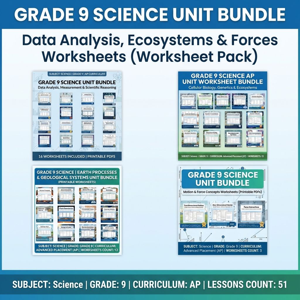 Grade 9 Science Worksheet Bundle | Comprehensive STEM Practice Pack (PDF) — bundle cover