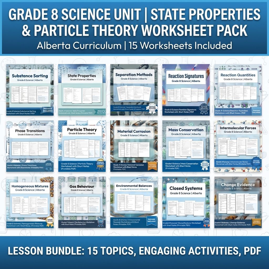 Grade 8 Science Unit | Matter & Chemical Change Worksheets Pack  — bundle cover