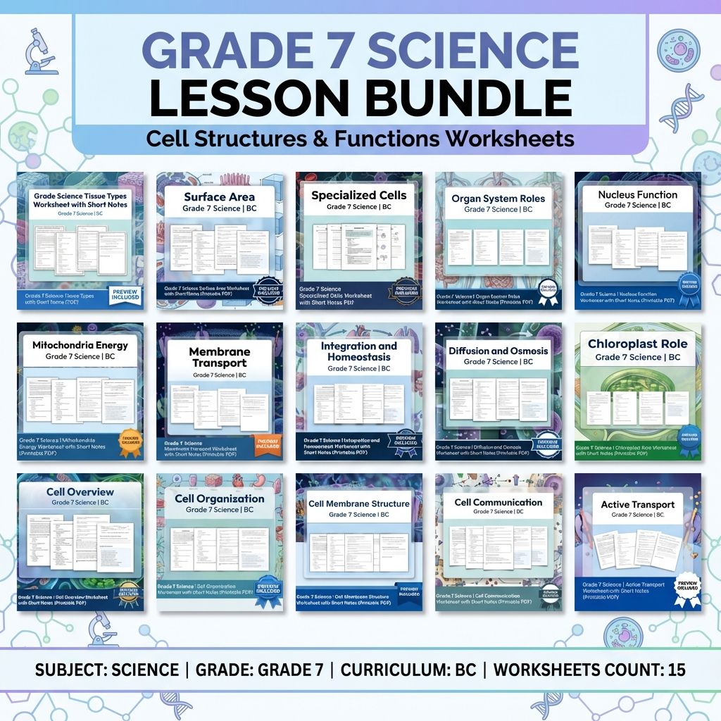 Grade 7 Science Lesson Bundle | Cell Structures & Functions Worksheets — bundle cover