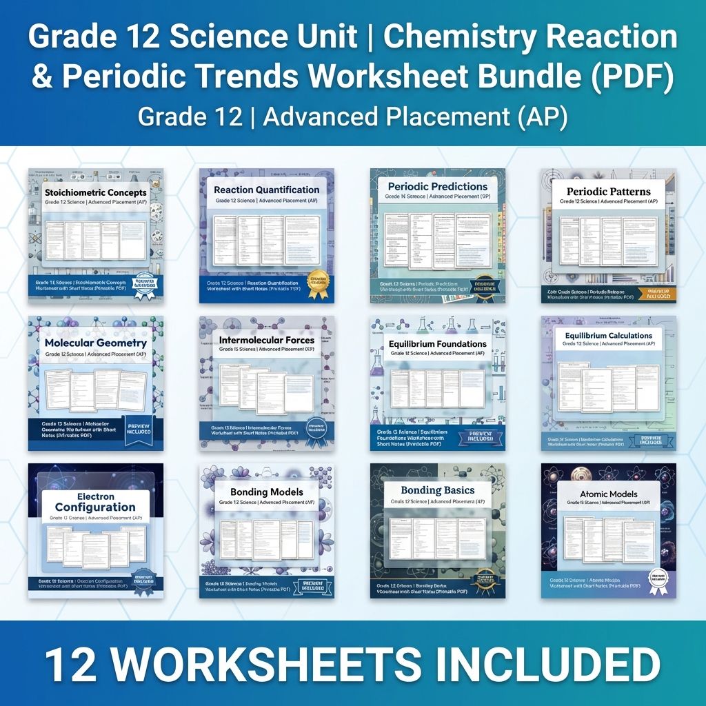 Grade 12 Science Unit Atomic Structure & Chemical Bonding Worksheet Bundle (PDF) — bundle cover