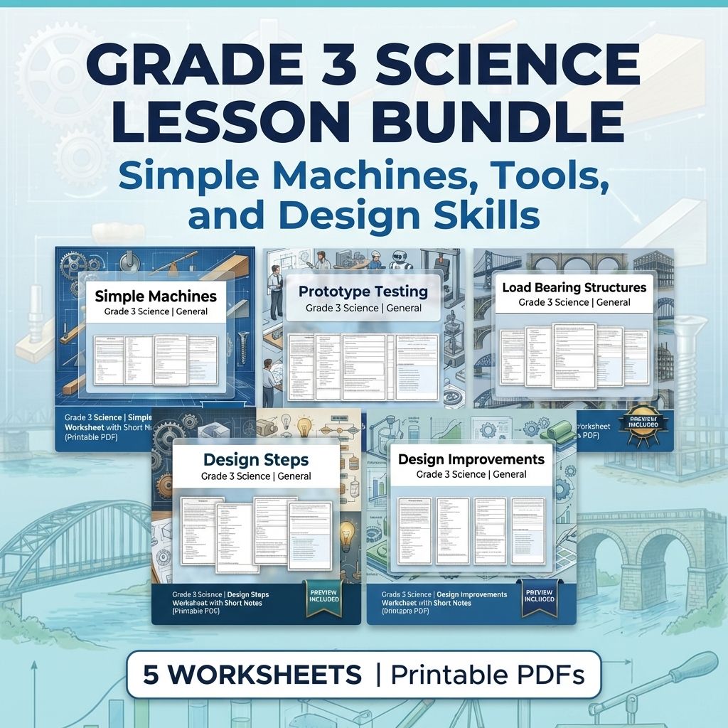 Grade 3 Science Lesson Bundle: Simple Machines, Tools, and Design Skills — bundle cover