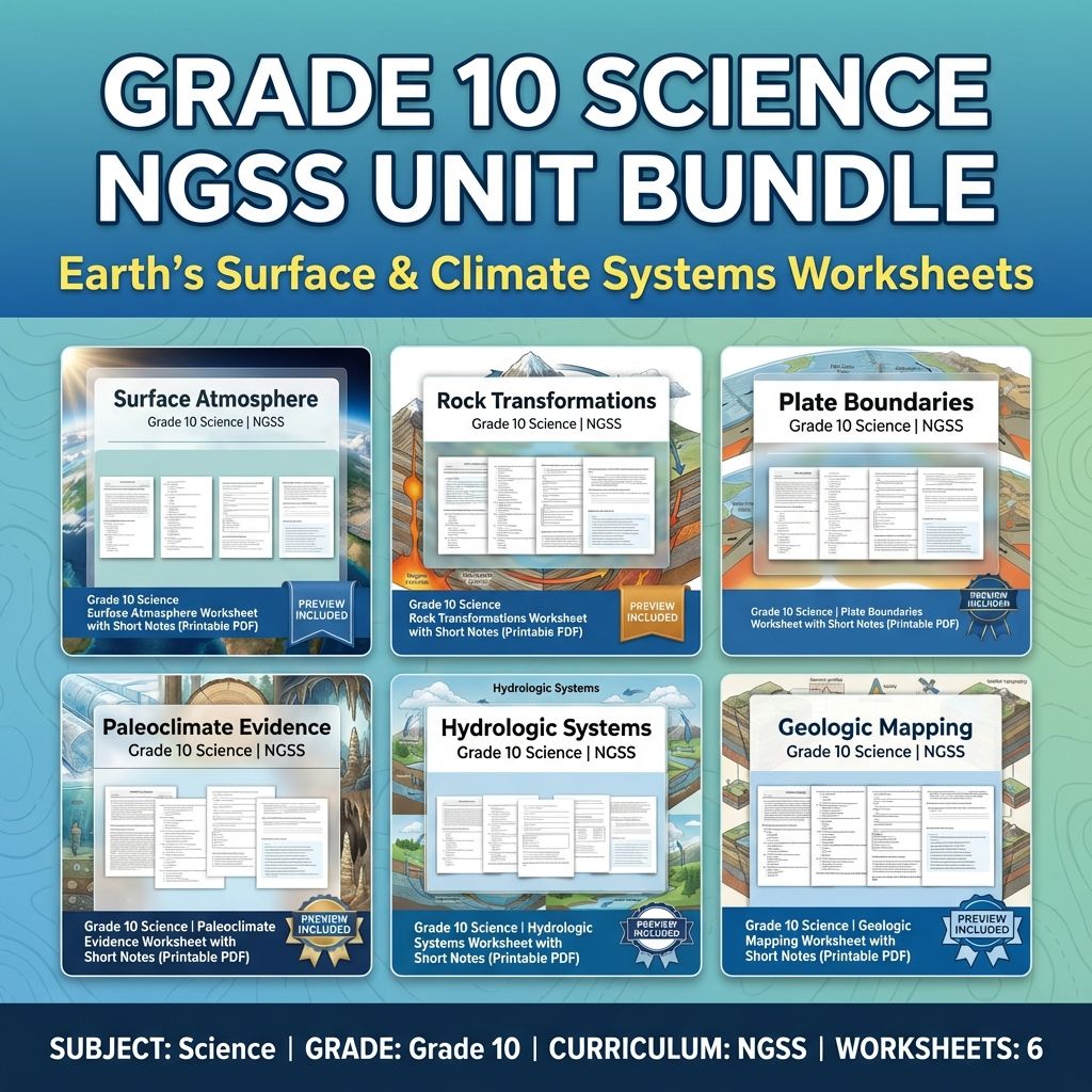 Grade 10 Science | Earth’s Systems Unit Bundle – NGSS  Worksheet Collection — bundle cover