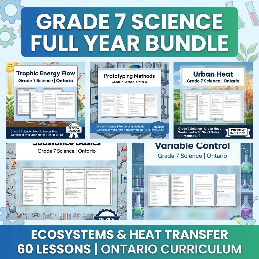 Grade 7 Science Full Year Bundle | Ecosystems & Heat Transfer — bundle cover