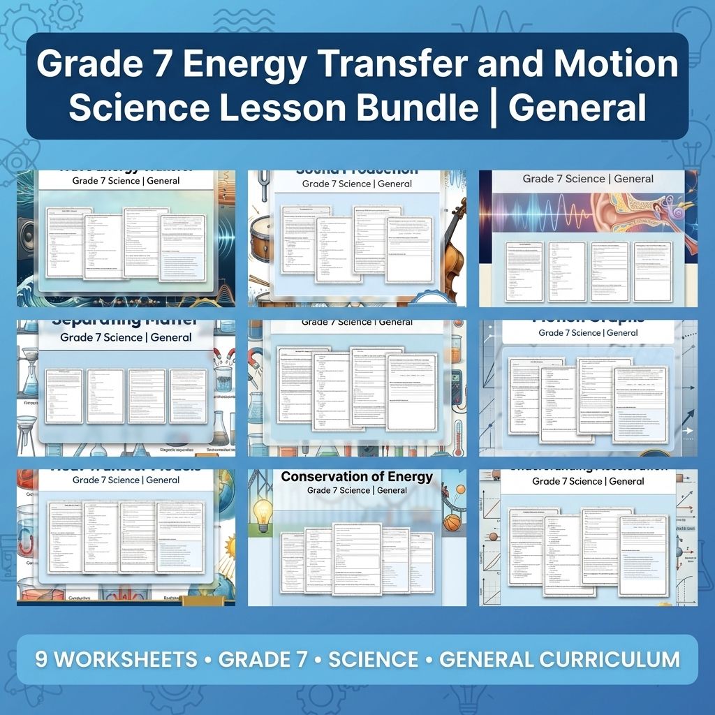 Grade 7 Energy Transfer and Motion Science Lesson Bundle | General — bundle cover