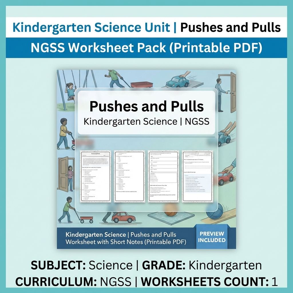 Kindergarten Science Unit | Forces and Interactions NGSS Worksheet Bundle — bundle cover