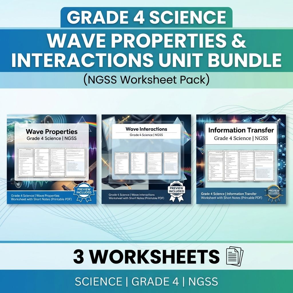 Grade 4 Science NGSS Waves and Information Transfer Unit Bundle  — bundle cover
