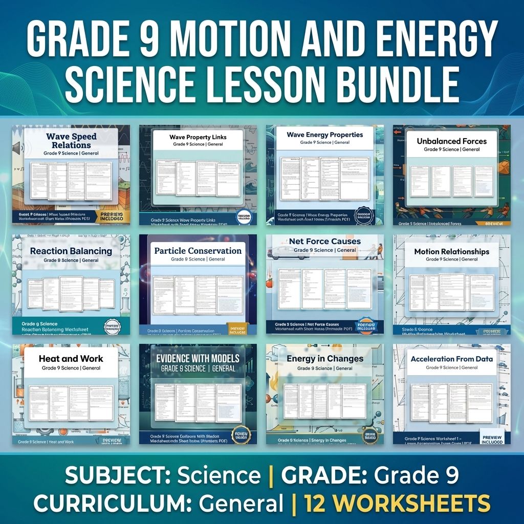 Grade 9 Motion and Energy Science Lesson Bundle: General Framework — bundle cover