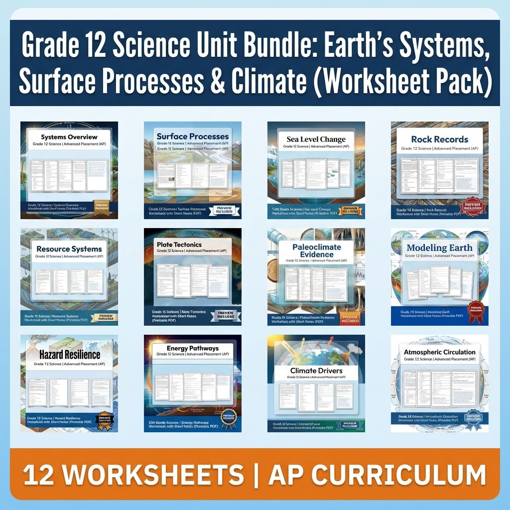 Grade 12 Science Unit Bundle: Earth Systems, Climate & Tectonics Worksheet Pack — bundle cover
