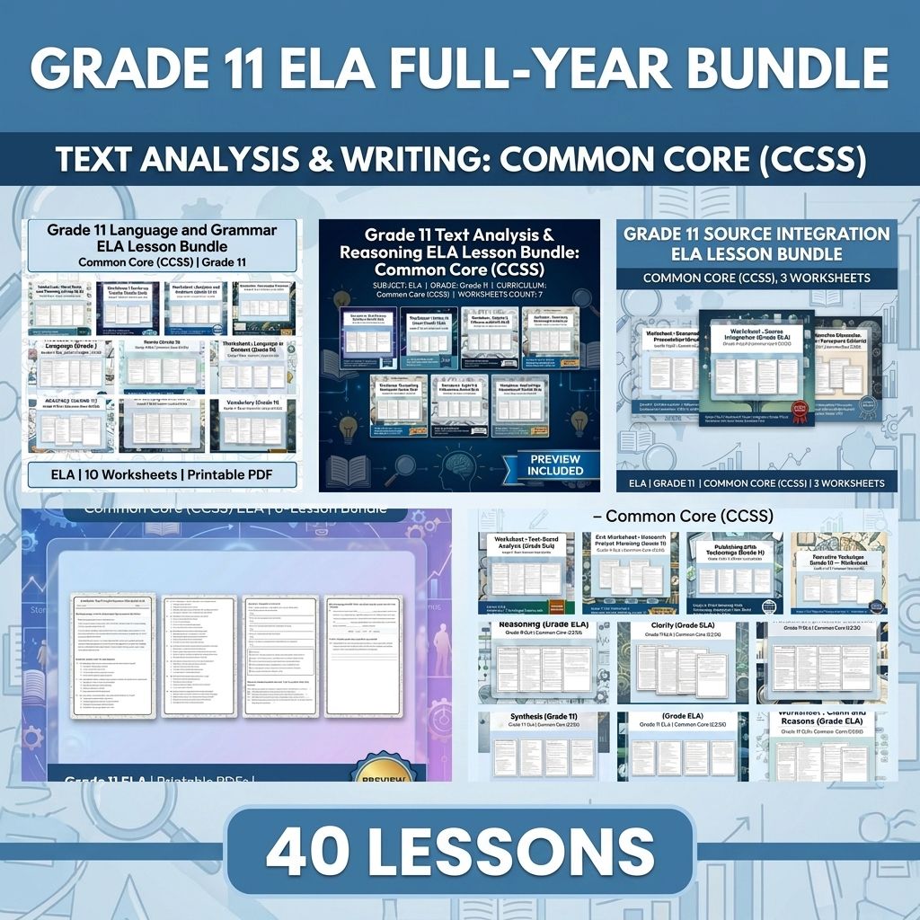 Grade 11 ELA Text Analysis and Writing Full-Year Bundle: Common Core (CCSS) — bundle cover