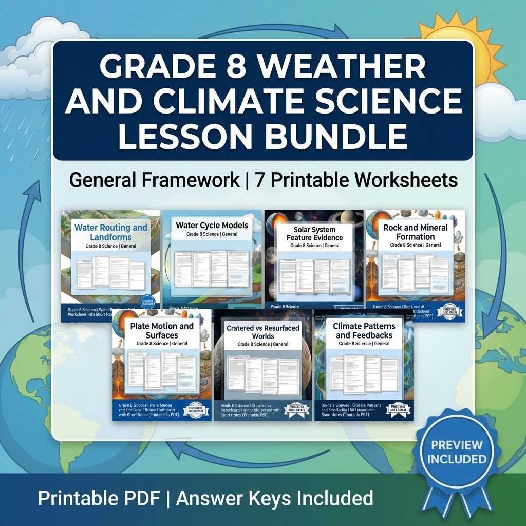 Grade 8 Weather and Climate Science Lesson Bundle: General Framework — bundle cover