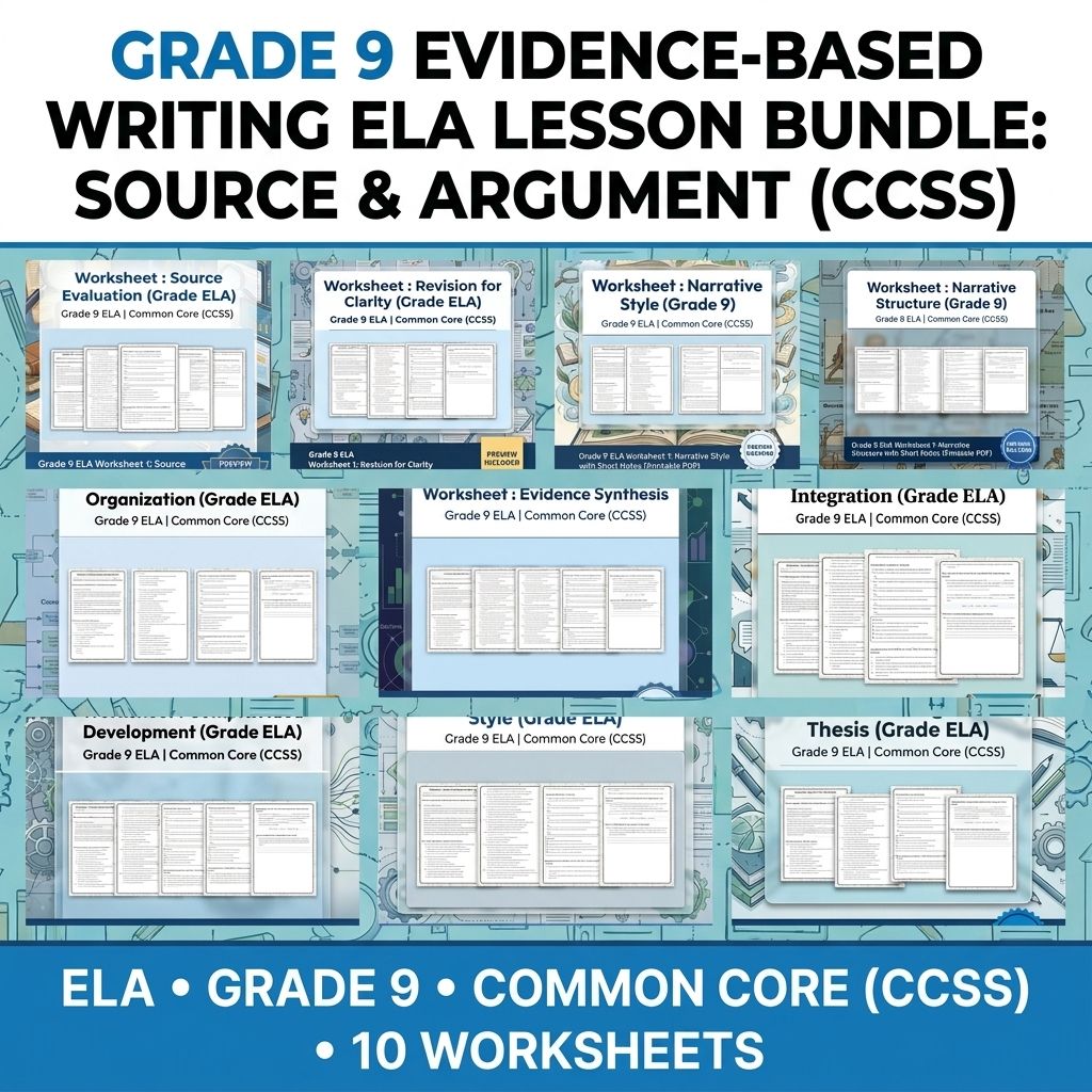 Grade 9 Evidence-Based Writing ELA Lesson Bundle: Source & Argument (CCSS) — bundle cover