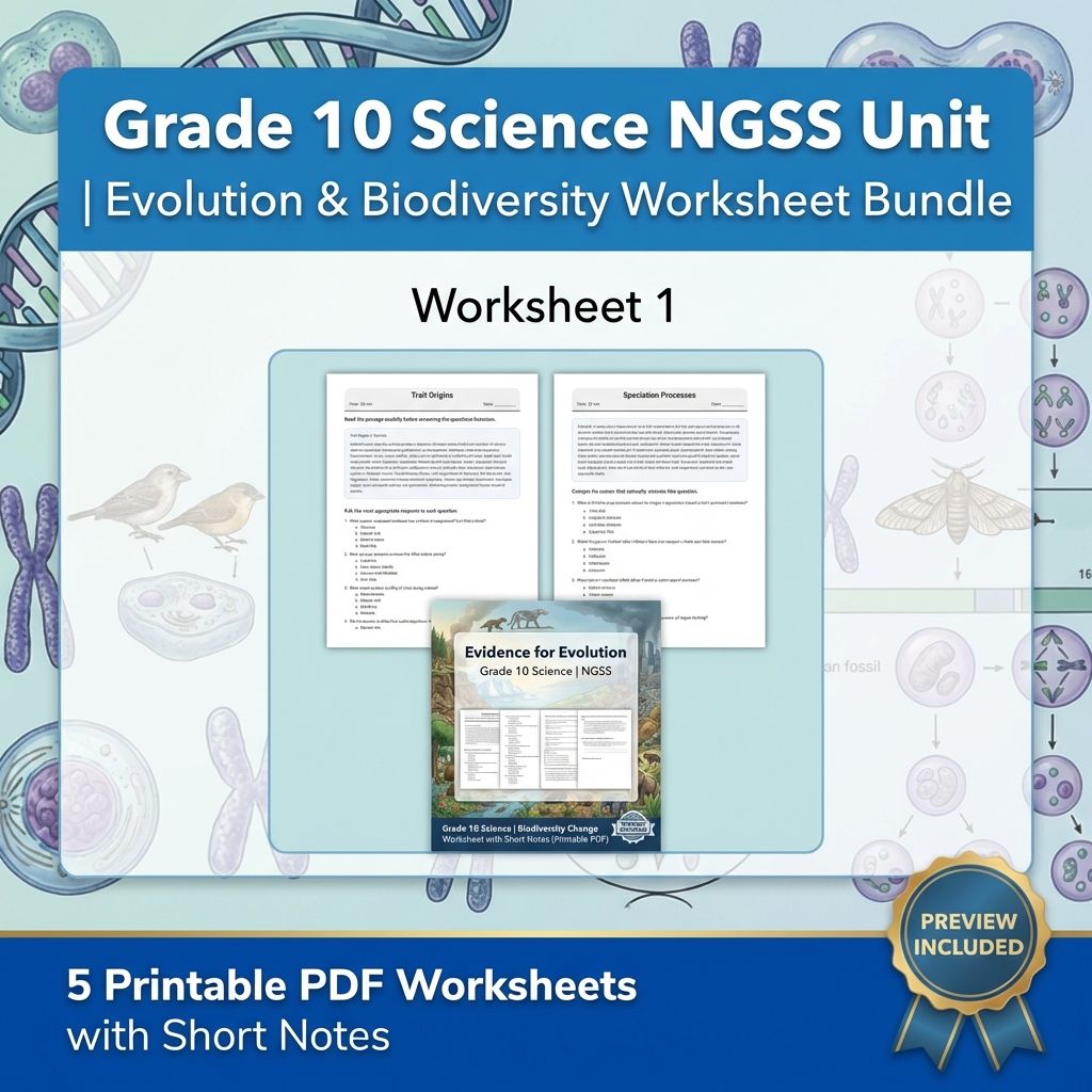 Grade 10 Science NGSS Unit Bundle | Biological Evolution & Diversity Worksheets — bundle cover