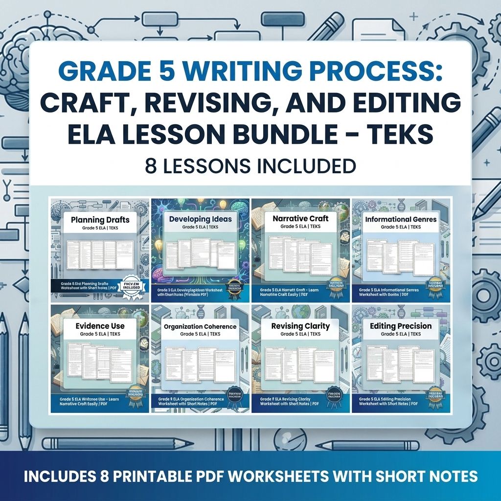 Grade 5 Writing Process: Craft, Revising, and Editing ELA Lesson Bundle – TEKS — bundle cover