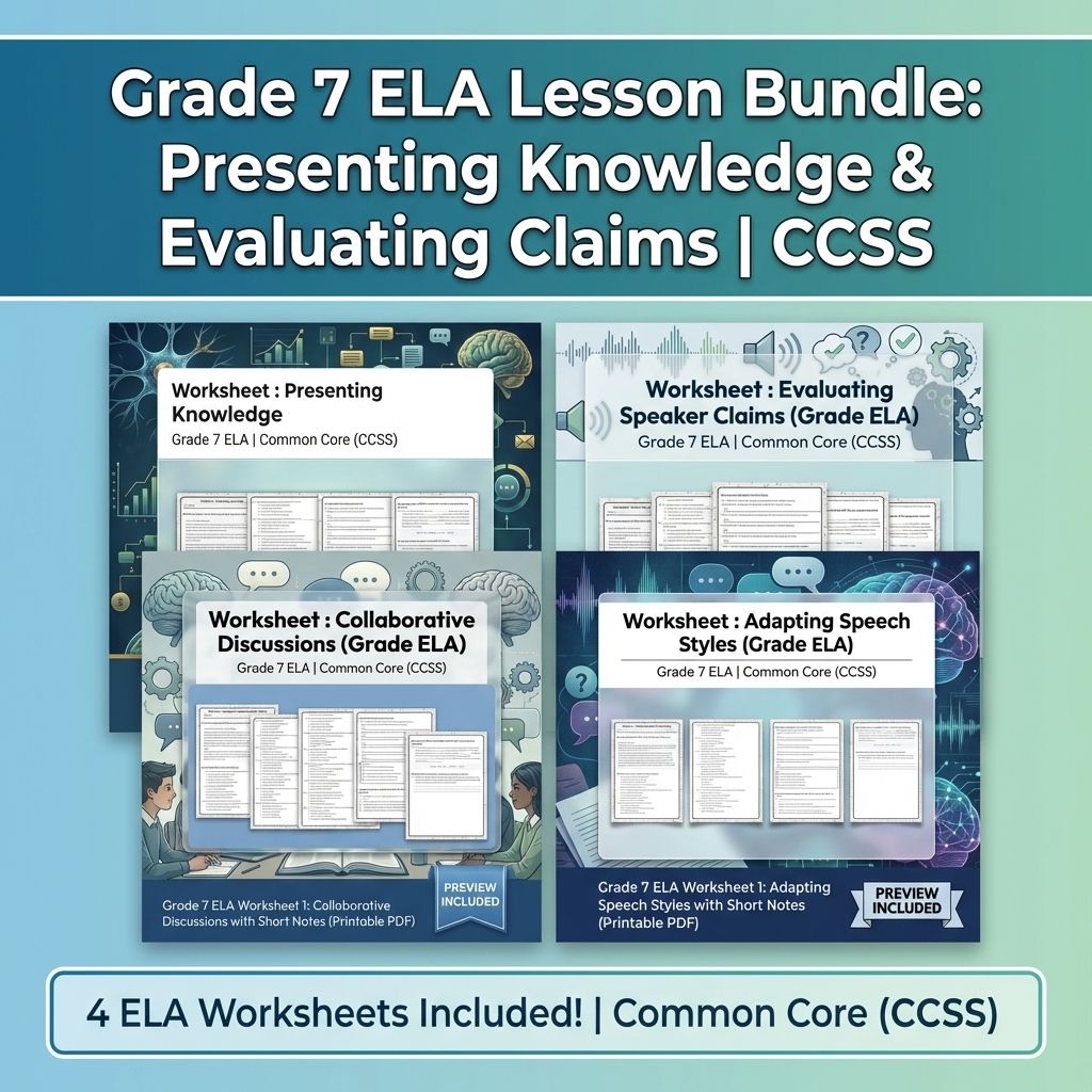 Grade 7 ELA Lesson Bundle: Presenting Knowledge & Evaluating Claims | CCSS — bundle cover