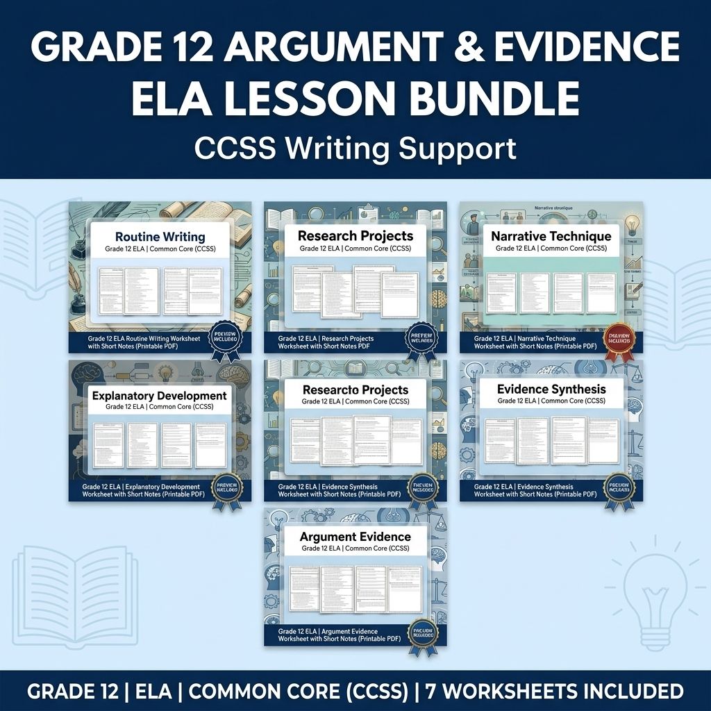 Grade 12 Argument & Evidence ELA Lesson Bundle: CCSS Writing Support — bundle cover