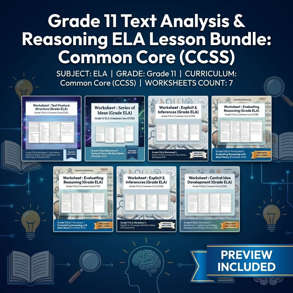 Grade 11 Text Analysis & Reasoning ELA Lesson Bundle: Common Core (CCSS) — bundle cover