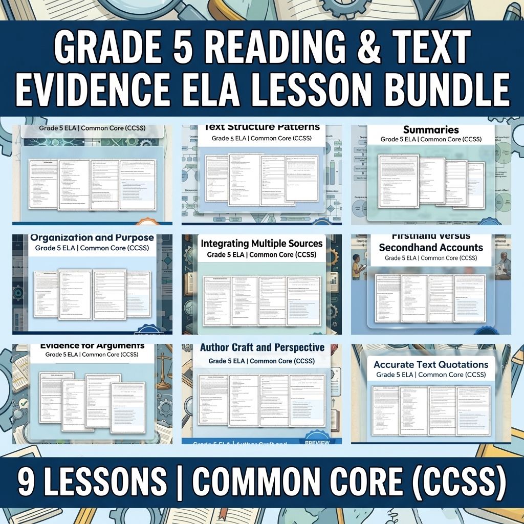 Grade 5 Reading & Text Evidence ELA Lesson Bundle | Common Core (CCSS) — bundle cover