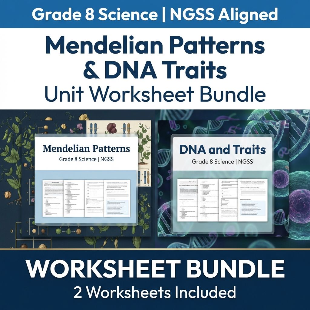 Grade 8 Science  Heredity: Inheritance & Variation UNIT Bundle (NGSS Worksheets) — bundle cover