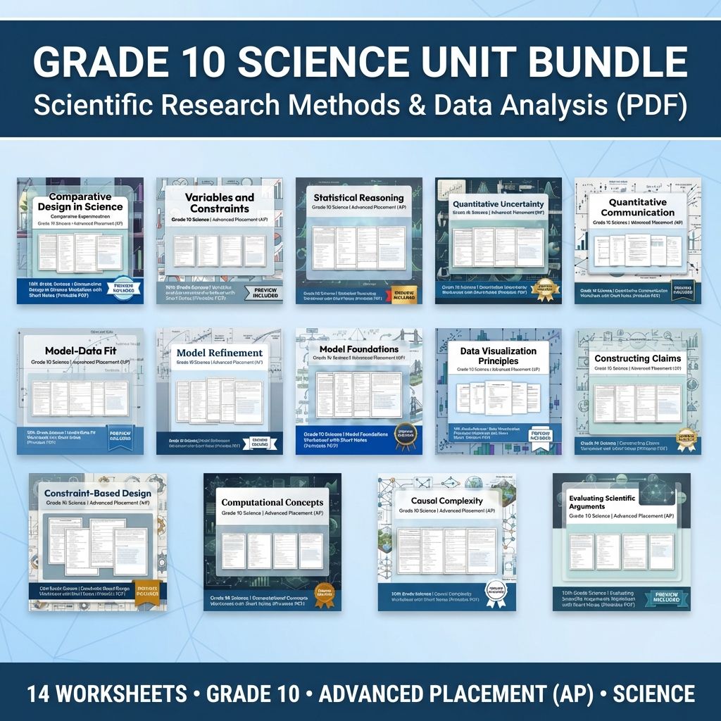 Grade 10 Science Unit | Data Analysis, Modelling  Worksheet Pack — bundle cover