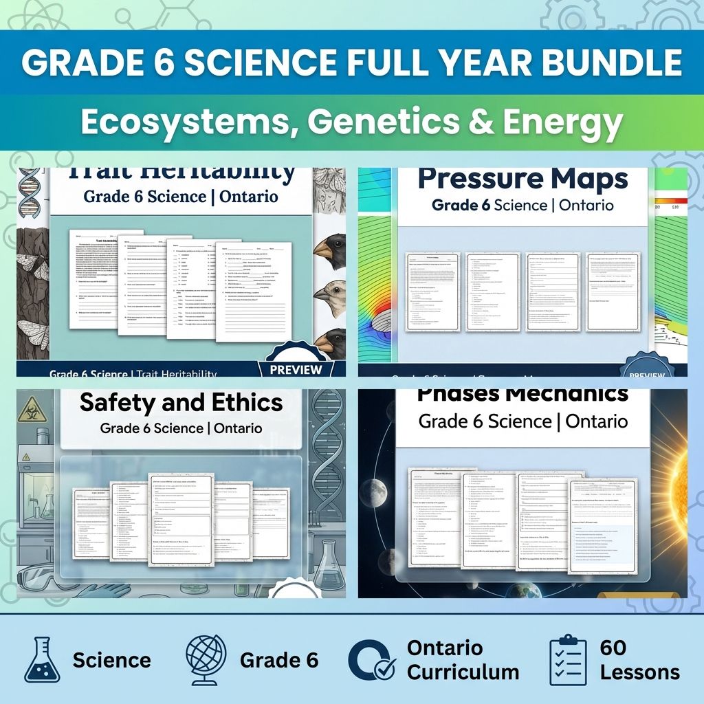 Grade 6 Science Full Year Bundle | Ecosystems, Genetics & Energy — bundle cover