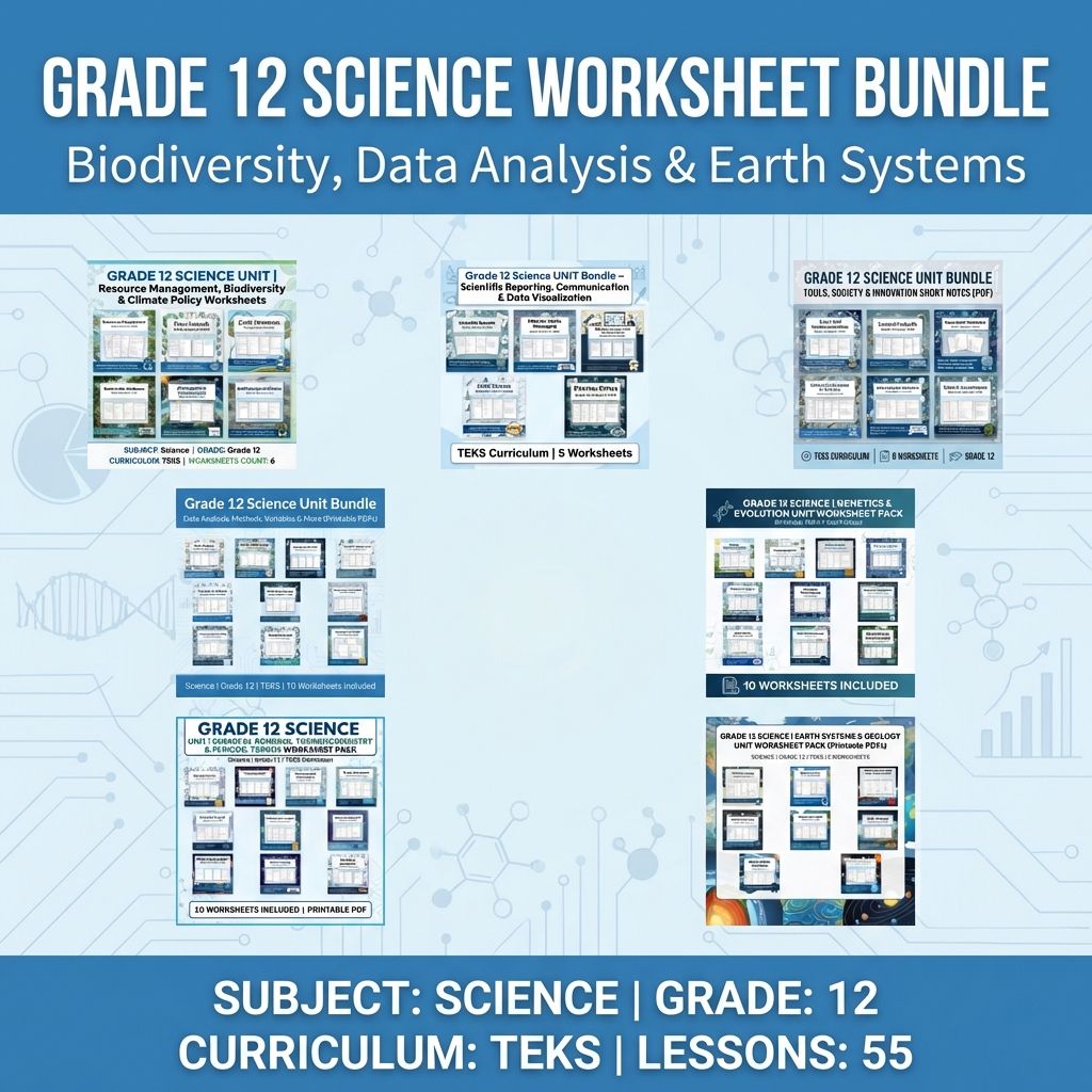 Grade 12 Science Worksheet Bundle  Advanced Topics & Critical Skills(collection) — bundle cover