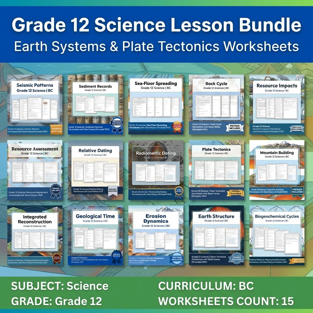 Grade 12 Science Lesson Bundle | Earth Systems & Plate Tectonics Worksheets — bundle cover